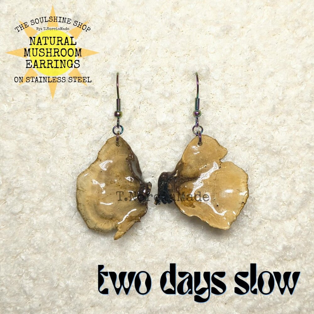 Two Days Slow Natural Mushroom Earrings
